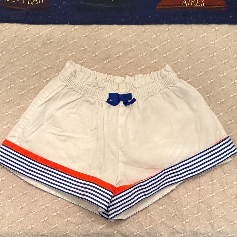 Janie and Jack White Shorts with Blue and Orange Stripes
